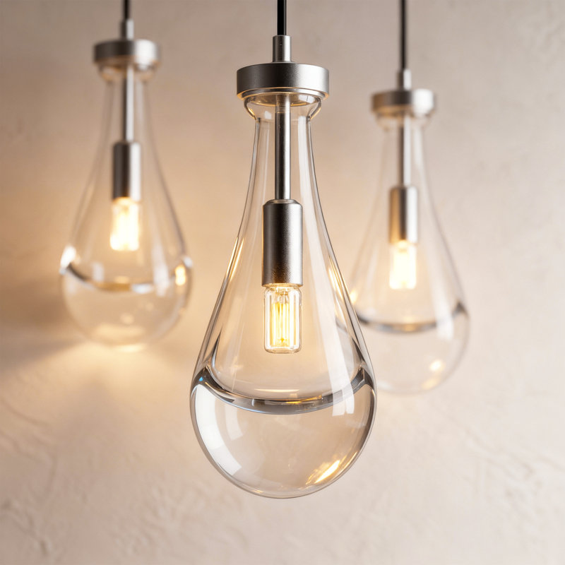 1 - Light Luxury Raindrop Single Pendant, Brushed Nickel