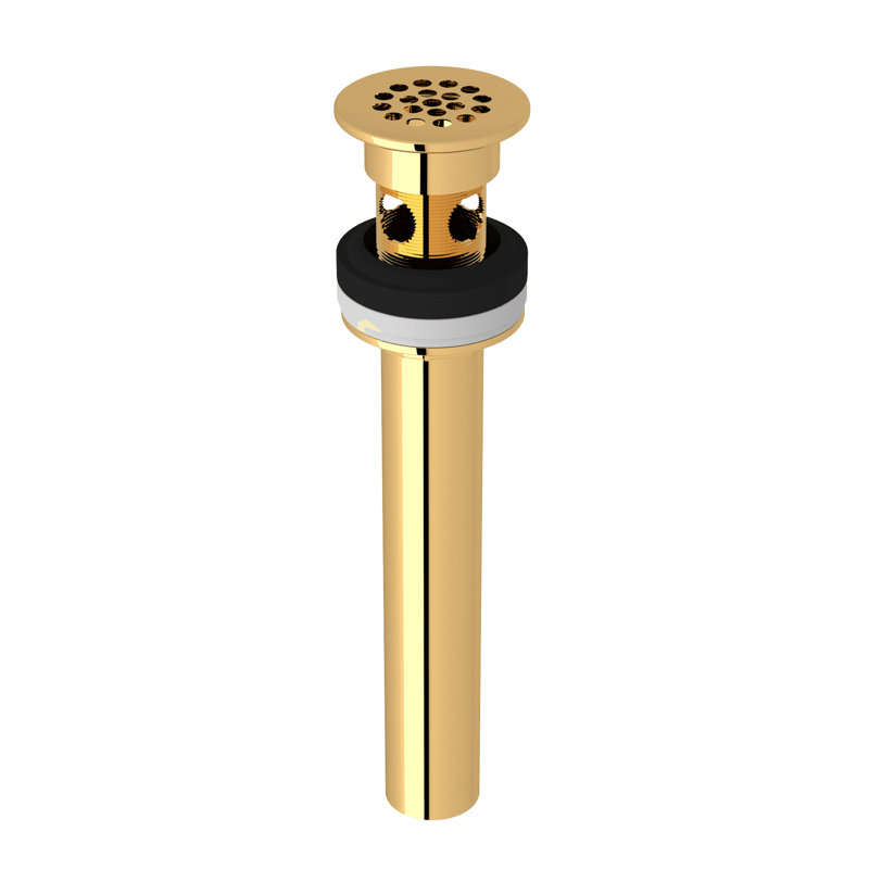 Grid Drain With Overflow, Italian Brass