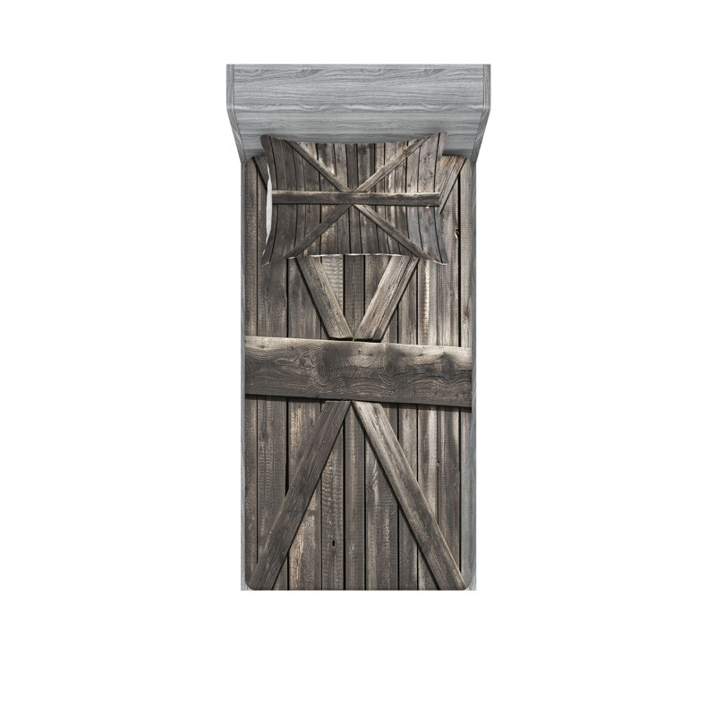 Drap-housse et taie décorative Ambesonne Country taupe, Ensemble de draps pour lit simple + 3 pièces supp