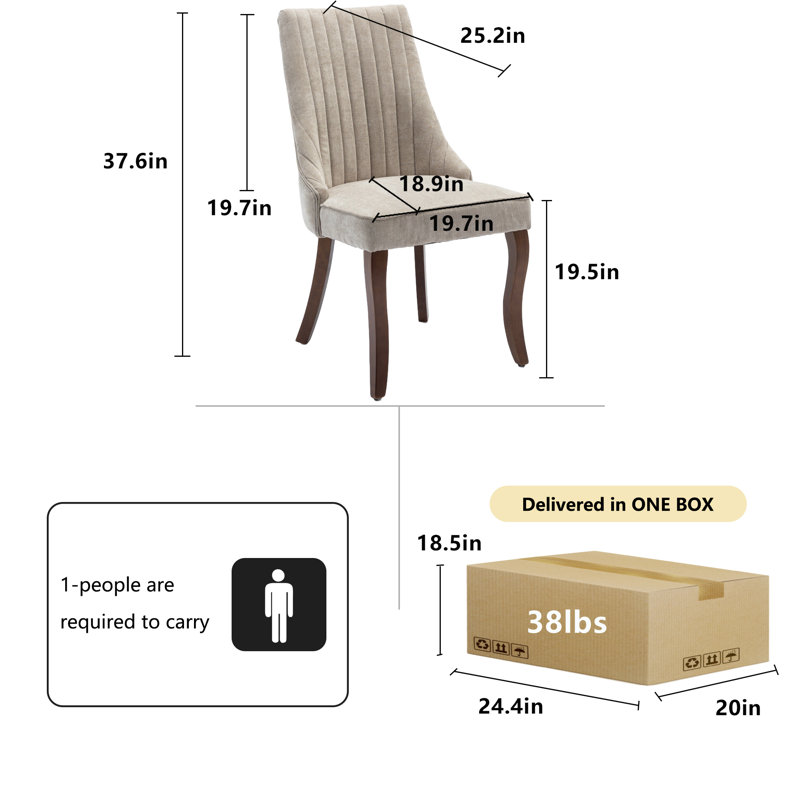 Modern Simplicity Linen Upholstered Dining Chairs Set of 2, Beige