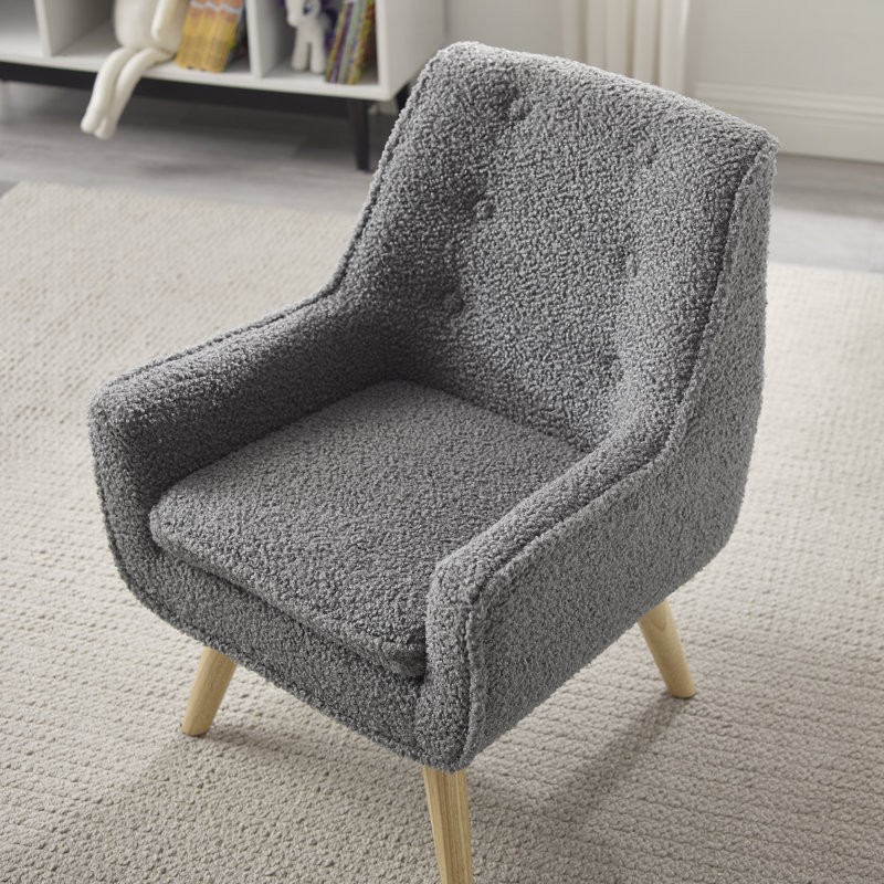 Kids 14.5" Sherpa Chair, Slate Gray