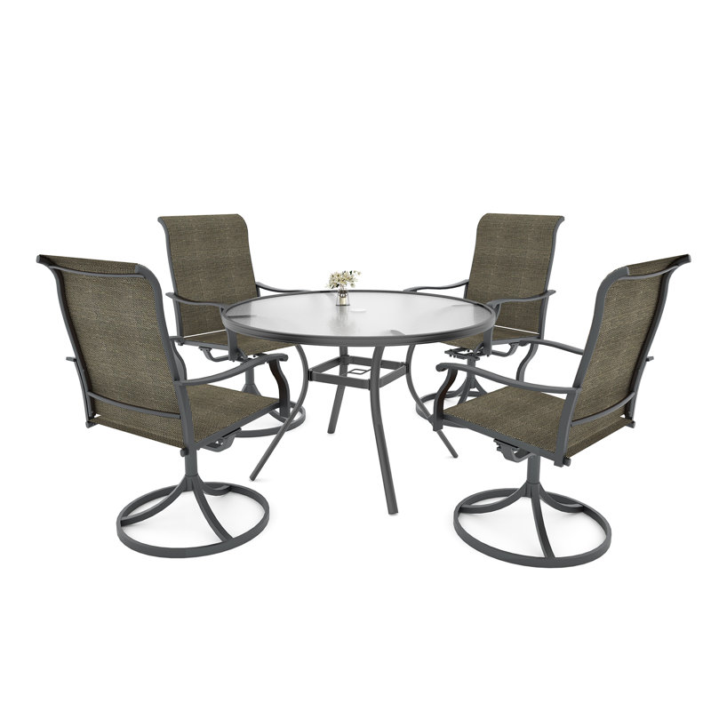 4 - Person 40" Round Patio Dining Set, Tan Brown