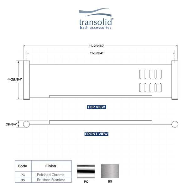 Transolid Drill / Screw Stainless Steel Shower Shelf