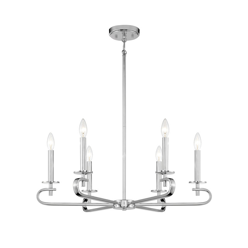 Lustre classique / traditionnel à 6 lumières de style bougie Bogata, Nickel poli