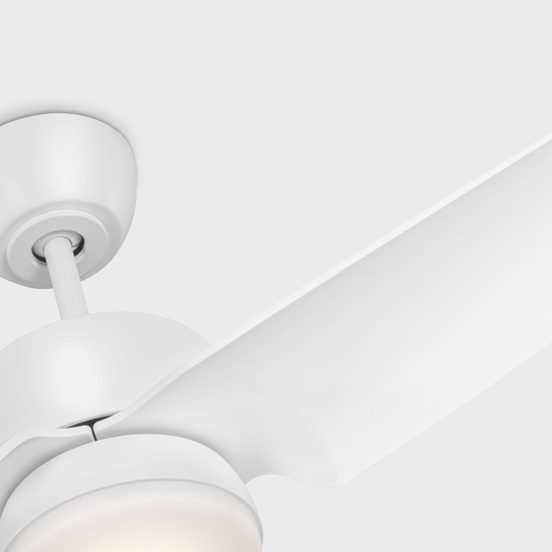 Visual Comfort Fan Colgin 44 LED Indoor Ceiling Fan with Threaded Downrod, Matte White ABS blades and Handheld Remote