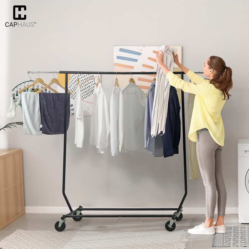 Portant à vêtements robuste pour une capacité de 220 lb, portemanteau simple, hauteur réglable