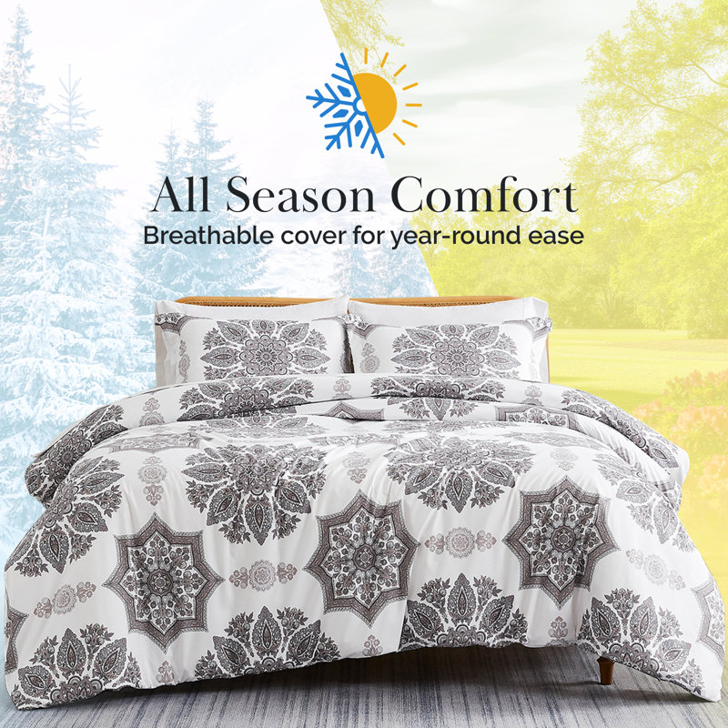 Ensemble de housse de couette en microfibre Infinity, TrÃ¨s grand / trÃ¨s grand californien + 2 taies dÃ, Gris