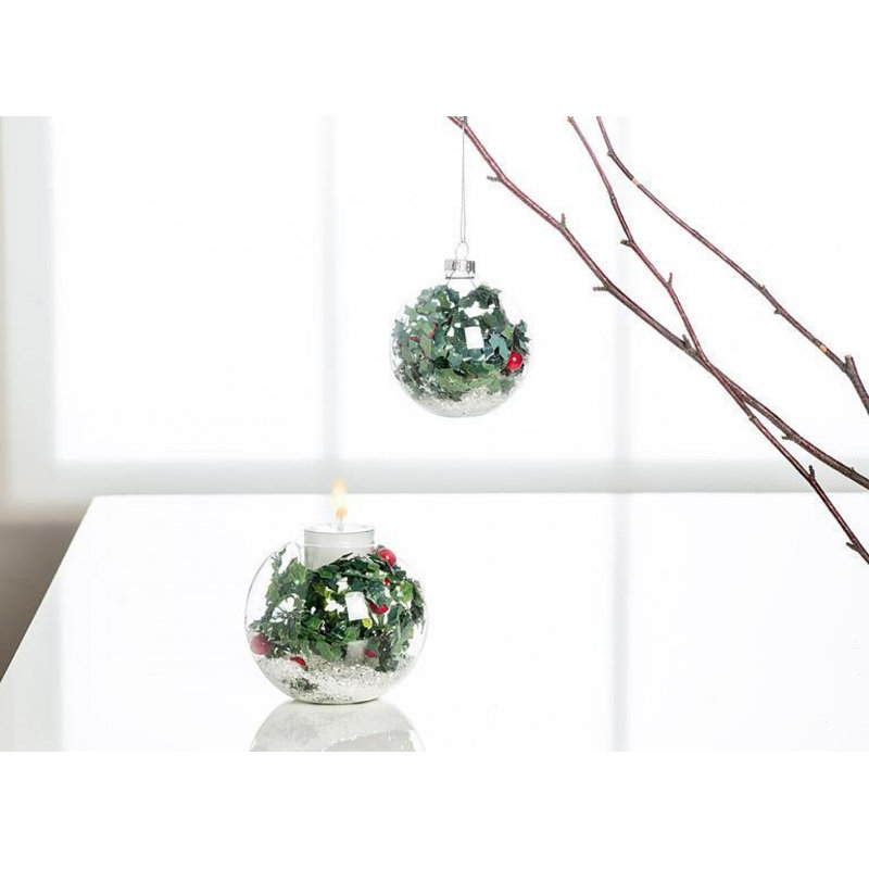 Ornement boule de houx et de neige