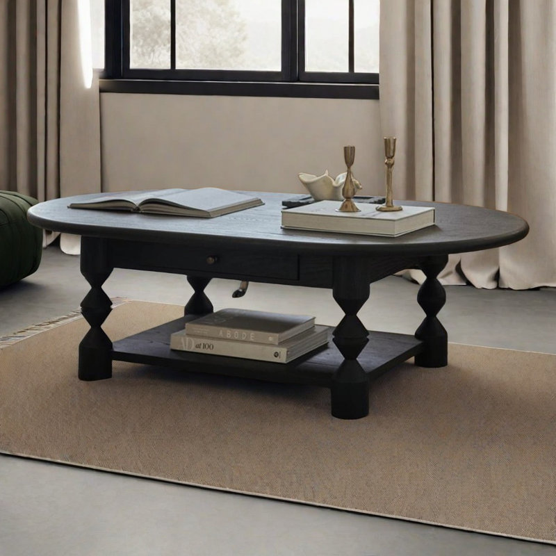 Table basse médiévale ovale, Noir, noir, noir, noir