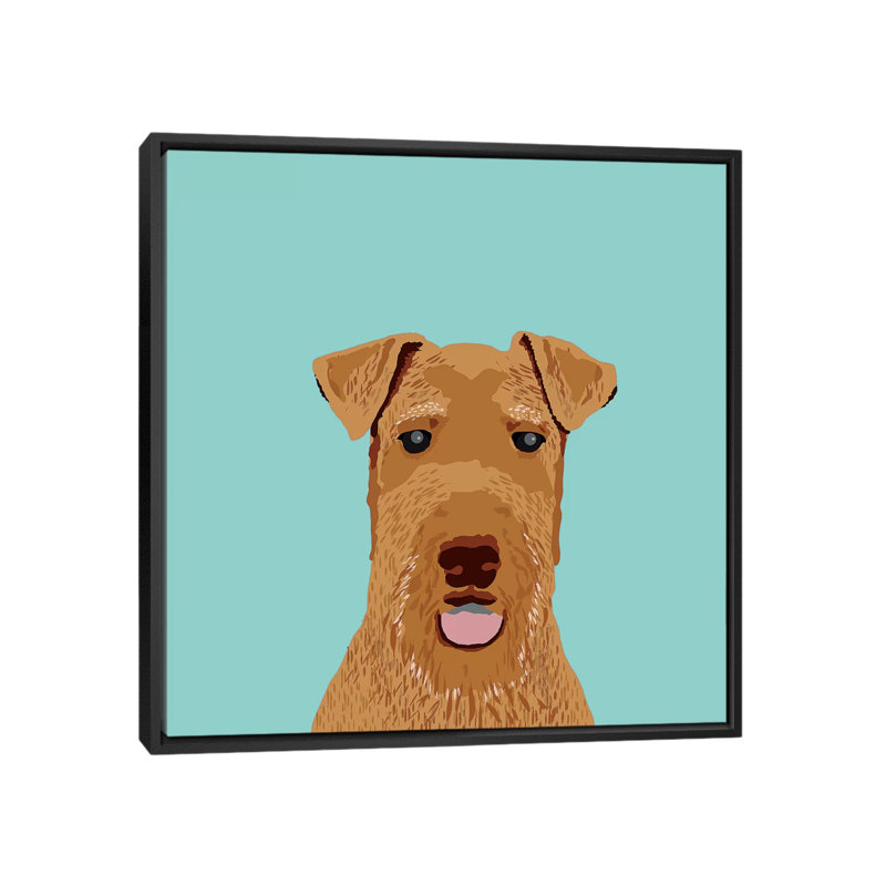 Airedale Terrier, impression sur toile tendue, H 18 po x l 18 po x P 1,5 po, Toile encadrée noire, Pas de tapis