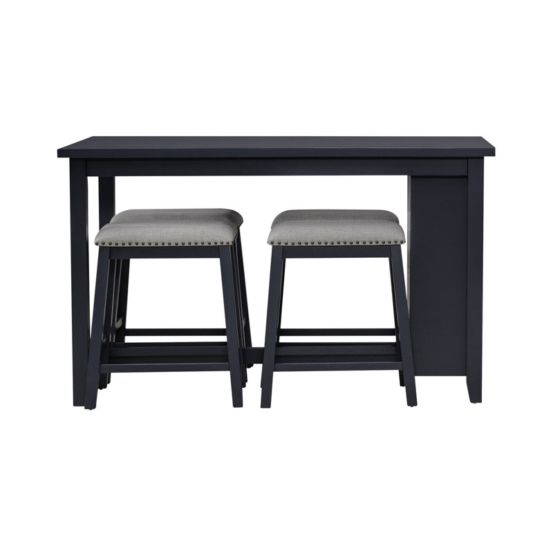 Latour Counter Height Dining Set w/ Upholstered Seats, Navy, 36” H x 60” L x 30” W