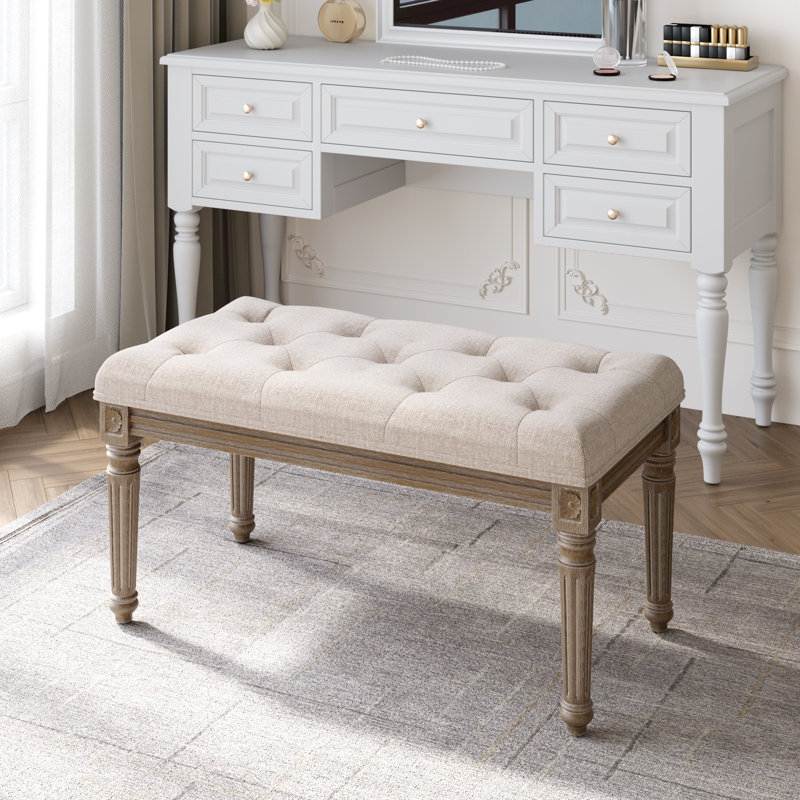 Montigny Linen Upholstered Bench, 47 x 43 x 80 cm