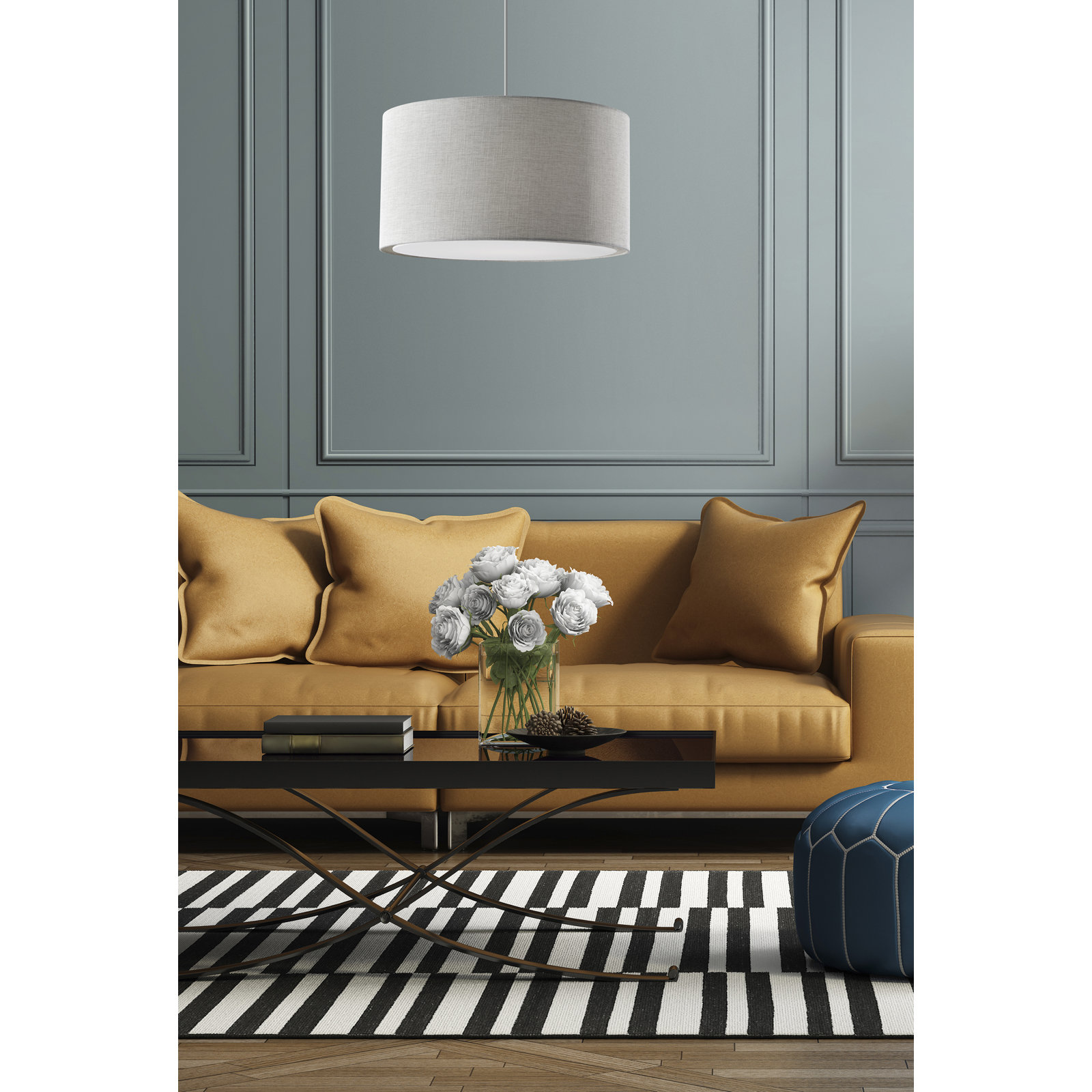 Kinnear Single Light Plug-in Pendant, White