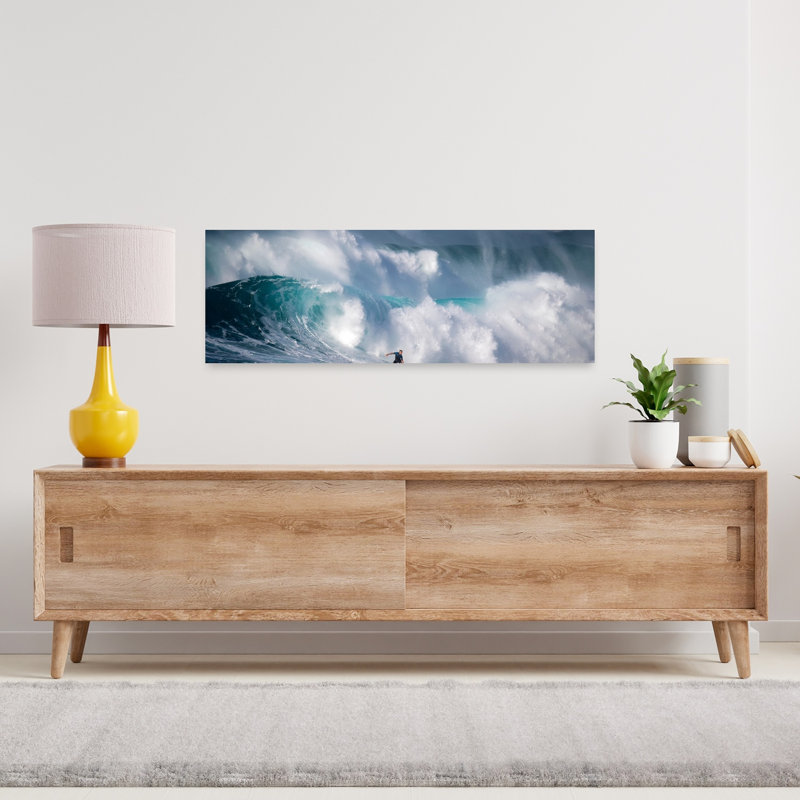 «Big Wave Surfing», art dramatique contemporain, océan, nature, H 12 po x l 36 po
