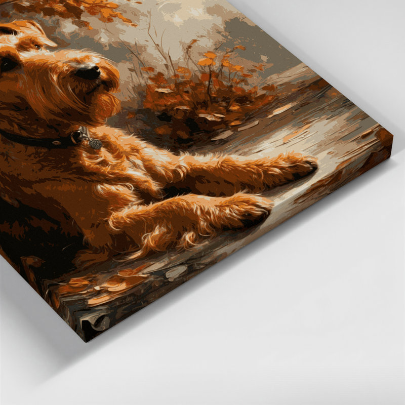 Dogs Airedale Terrier, art mural sur toile brune, H 24 po x l 36 po