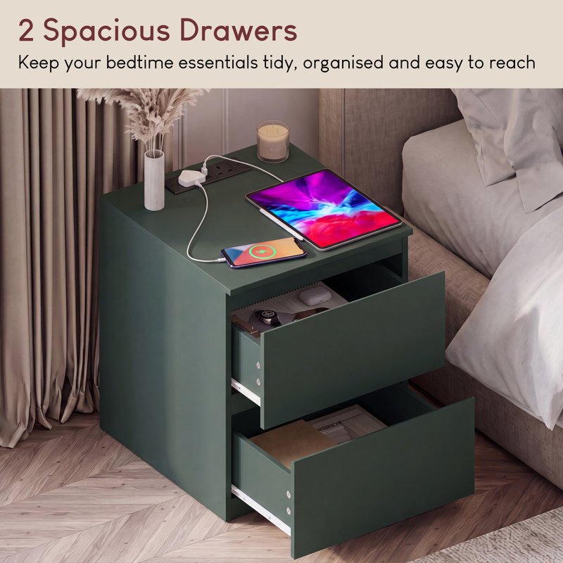 39.5 cm W Bedside Table, Green