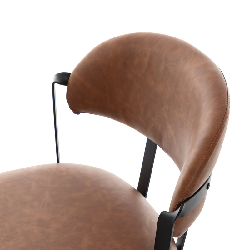 Windsor Modern Armless Dining Chair With Twisted Metal Frame, PU Upholstered, Brown
