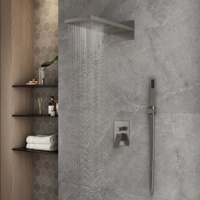 Rainier 22" Rainfall Complete Shower System with with Rainfall & Waterfall Spray, Handheld and Rough-in Valve Included