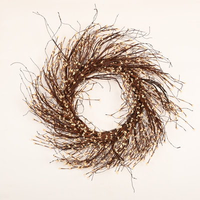 26" Artificial Farmhouse Fall Harvest Thanksgiving Day Twig Berry Front Door Wreath