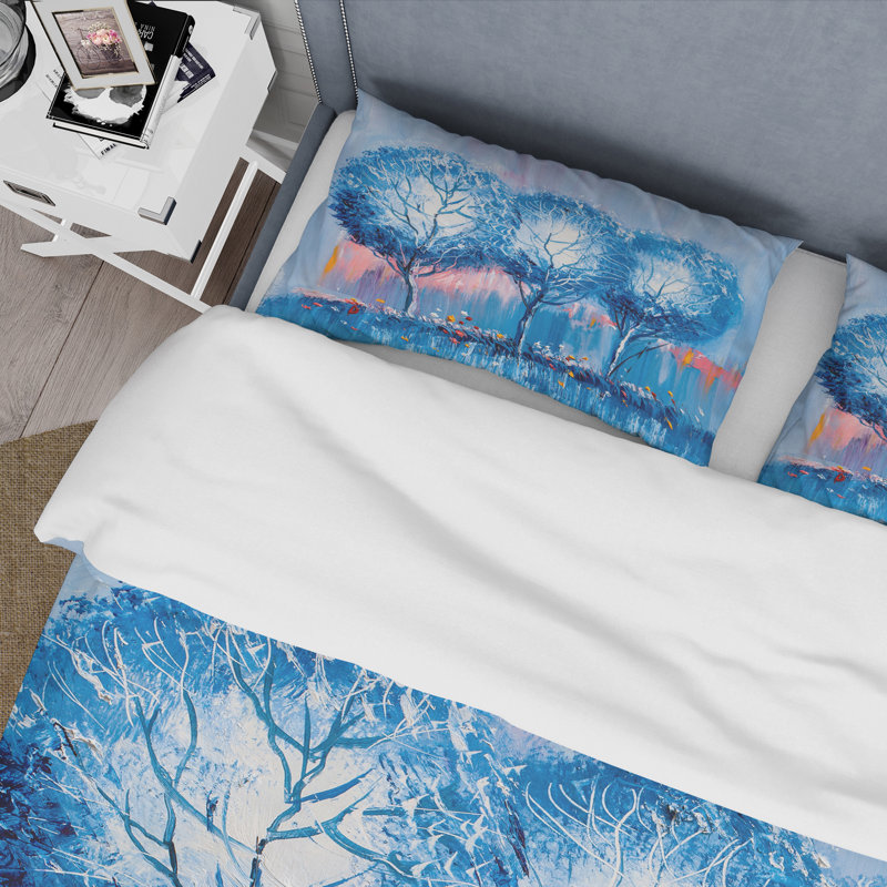 Colourful Trees Impressionist Landscape III - Ensemble de housse de couette moderne - Microfibre de polyester