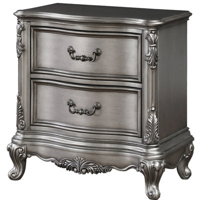 Antique Platinum 2-drawer Nightstand