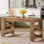  Îlot de cuisine de 63 pouces avec tablettes de rangement double face, table de bar maison de campagne pour la cuisine, la salle à manger et le salon (brun)