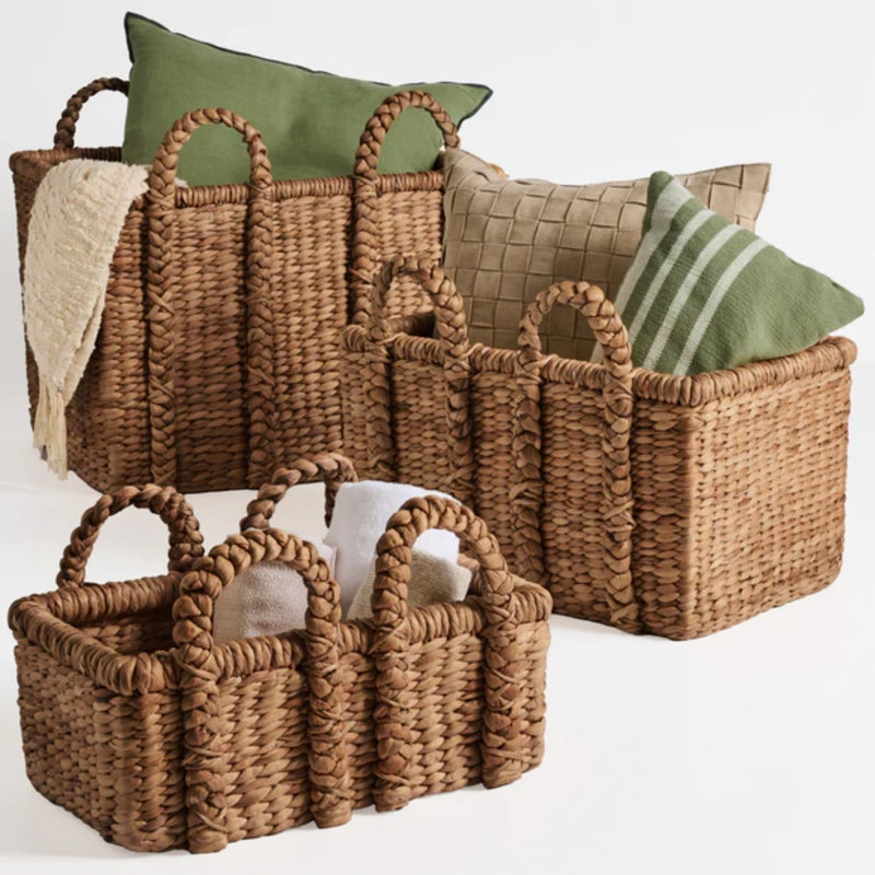 Water Hyacinth Chunky Baskets, Chestnut