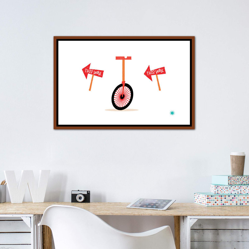 Monicycle - imprimé, H 26 po x l 40 po x 1,5 po, Toile avec cadre brun, Pas de tapis
