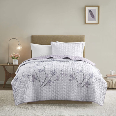 Ensemble de courtepointe en microfibre mauve Henkel Kate