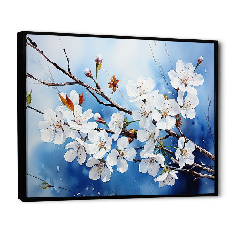 «Cherry Blossoms I» sur toile, H 34 po x l 44 po x P 1,5 po, Cadre flottant noir