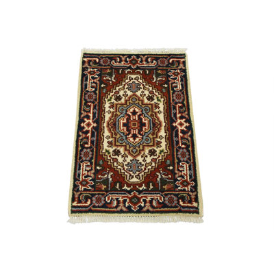 Tapis oriental traditionnel en laine noué à la main 2 pi x 3 pi Heriz Heriz