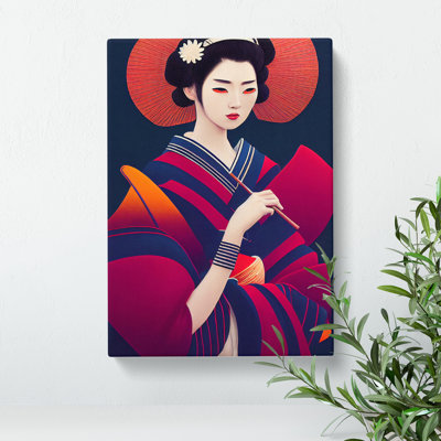 Geisha In Colour No.1 - Wrapped Canvas