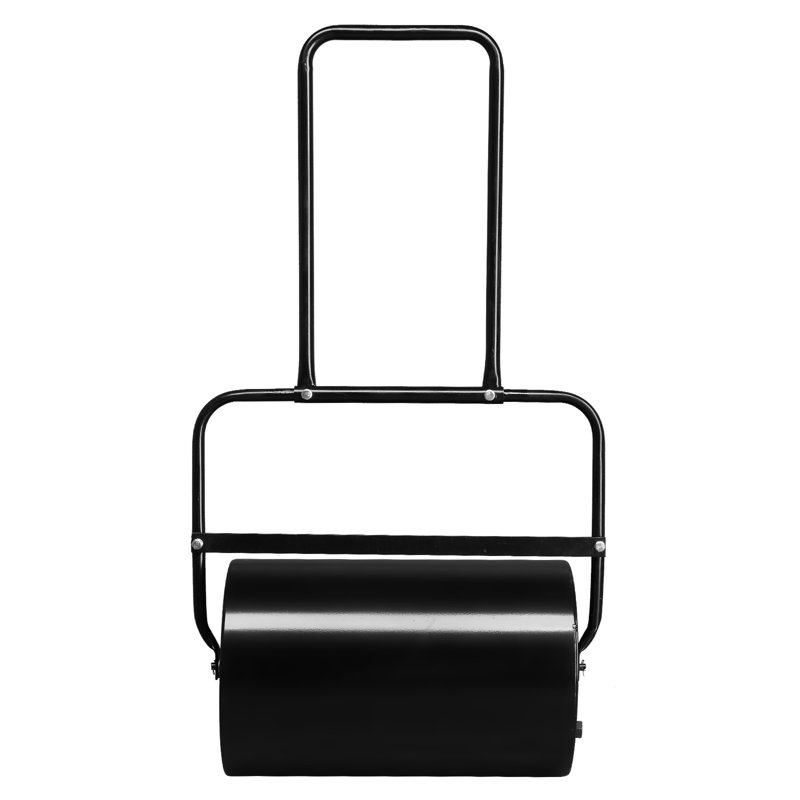 Rouleau de jardin cylindrique en fer noir 19,5 po - Rouleau de jardin à pousser / remorquer avec tambour remplissable à l'eau