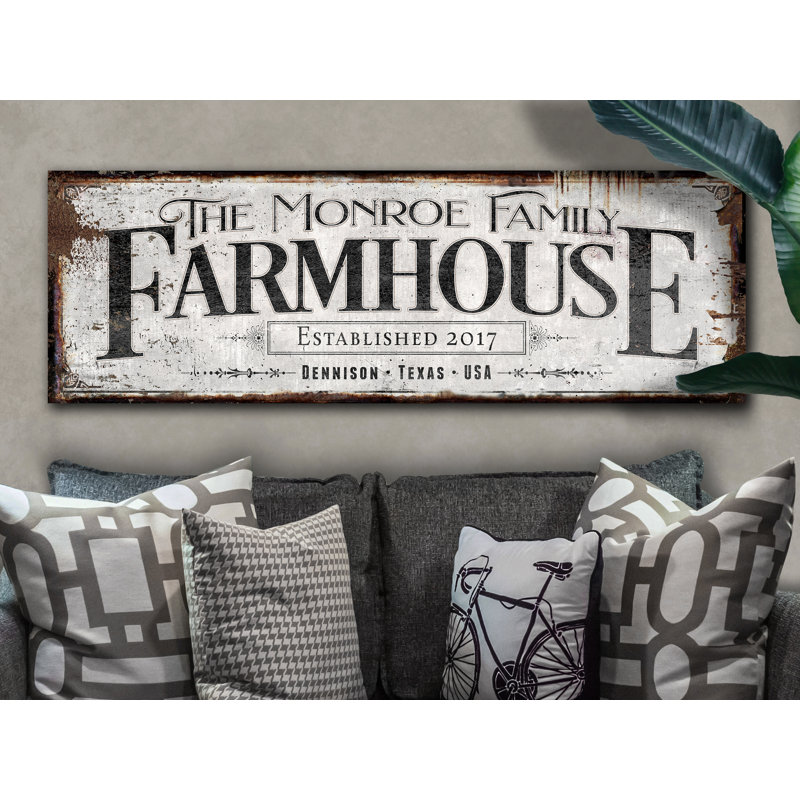 Nom de famille de maison de ferme personnalisé sur métal, H 12 po x l 36 po x P 0,04 po, Oui