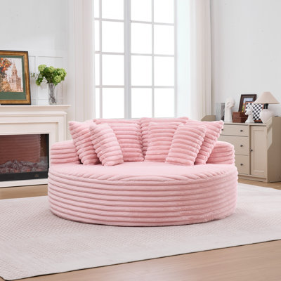 Chaise longue en velours côtelé rose 70,8 po d'intérieur, aucun assemblage requis, parfaite pour une salle de projection