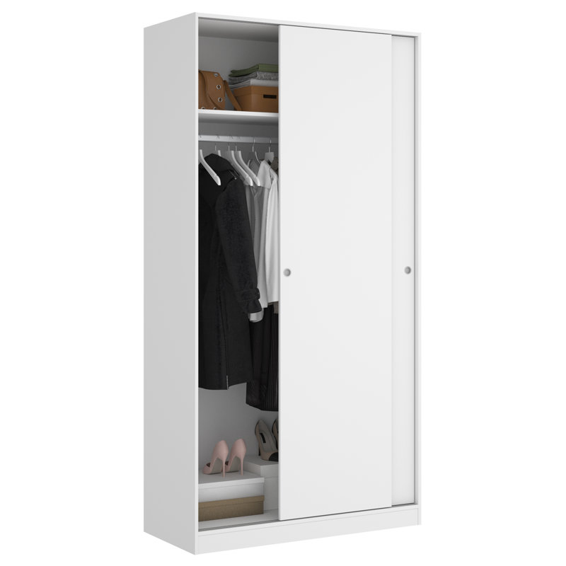 Alba-Fernandez 2 Door Manufactured Wood Wardrobe, White Glossy
