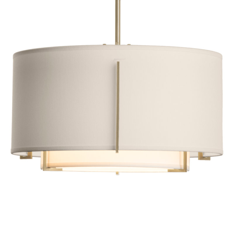 Exos 1 - Light Unique/Statement Drum Pendant, Flax, Soft Gold