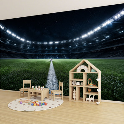 Papier peint adhésif auto-adhésif moderne pour la chambre à coucher avec ballon de football de stade L 69 po x l 96 po Peel and Stick