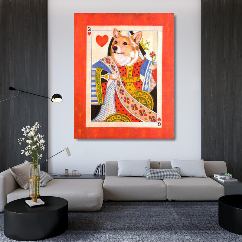 Corgi Queen of Hearts, H 45 po x l 36 po