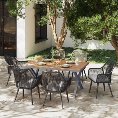 Ensemble repas d'extérieur pour 6 personnes avec coussins