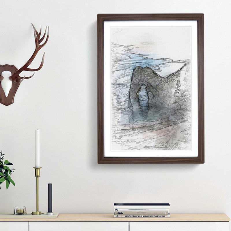 Durdle Door Cliffs Dorset - Picture Frame Graphic Art Print, Walnut Framed, 36cm H x 27cm W x 2cm D