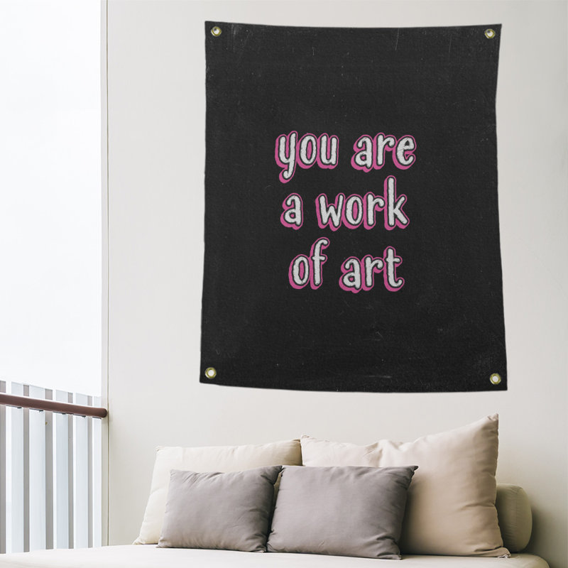 Tapisserie en polyester tableau noir quot, H 36 po x l 26 po, Rose