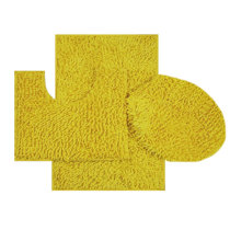 CHAPLLE Yellow Retro Vintage Style Sun Rays 3 Piece Bathroom Rugs