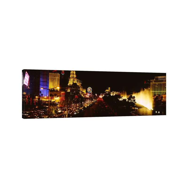 Buildings Lit Up At Night, Las Vegas, Nevada, USA #4 - Wrapped Canvas Panoramic Print, 152.4 cm H x 50.8 cm W x 1.91 cm D