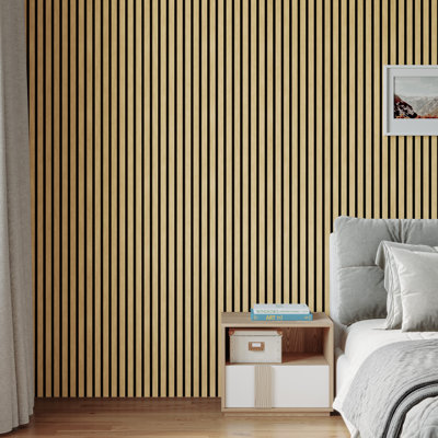 4pcs x 94.5" x 12.6" x 0.8" Acoustic Wall Panels for Interior Wall Décor American Oak Wall Slats (4 Pack/33.07 sq.ft)