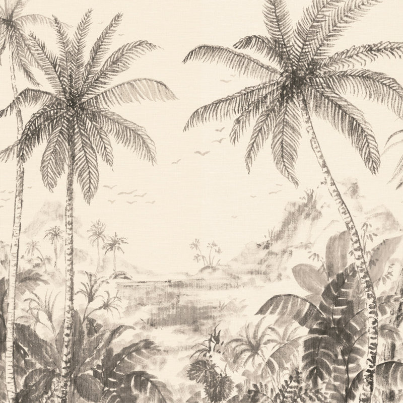 Grand Palm Lava Rock Peel and Stick Wall Mural 6 Panel Mural