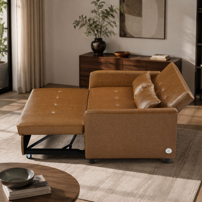 Fauteuil convertible 51,57 po avec accoudoirs surdimensionnés réglables avec trois ports USB pour les petits espaces