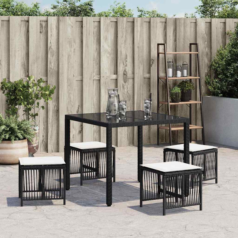 Outdoor Ottoman, Cream White, Black
