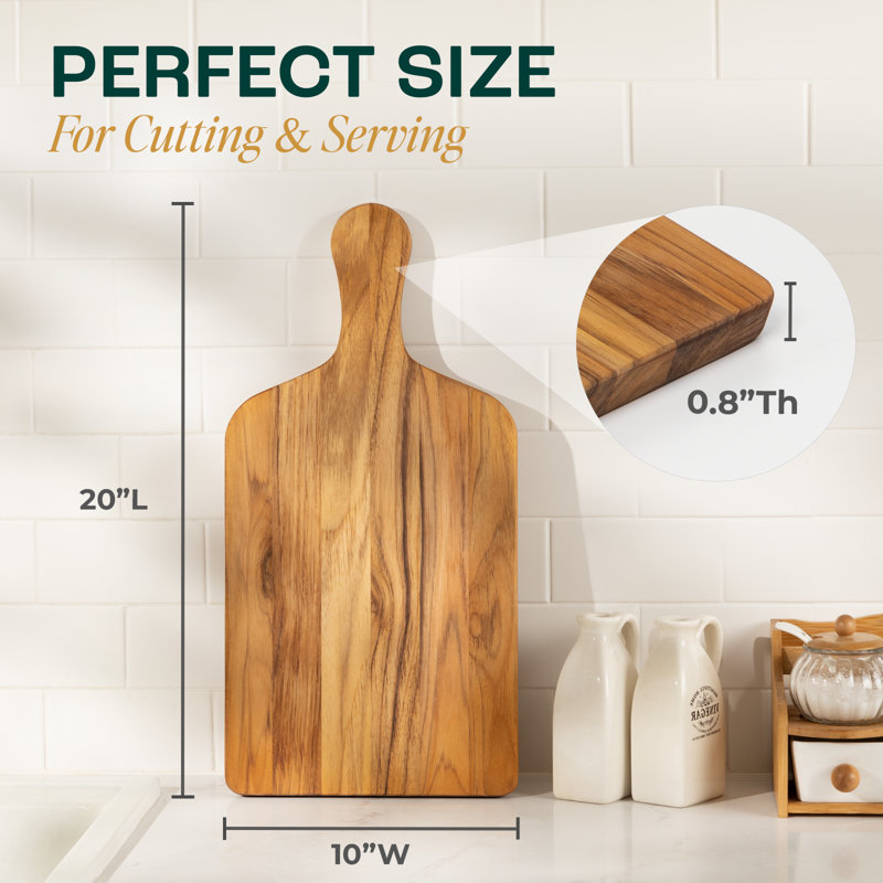Anders Teak Wood Serving Tray with Handle