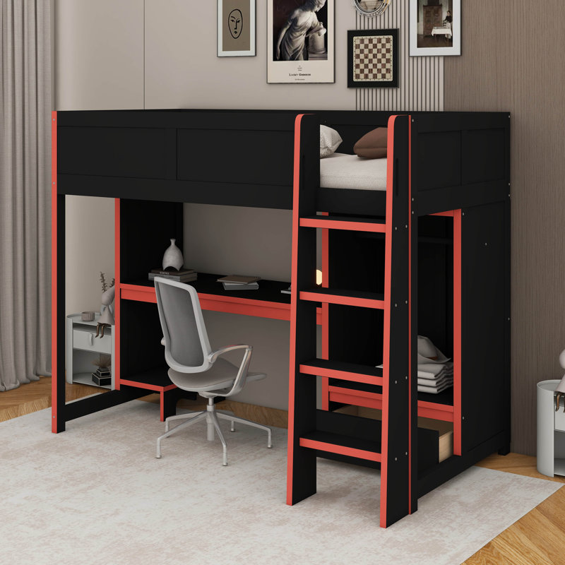 Lit mezzanine simple avec bureau, Simple